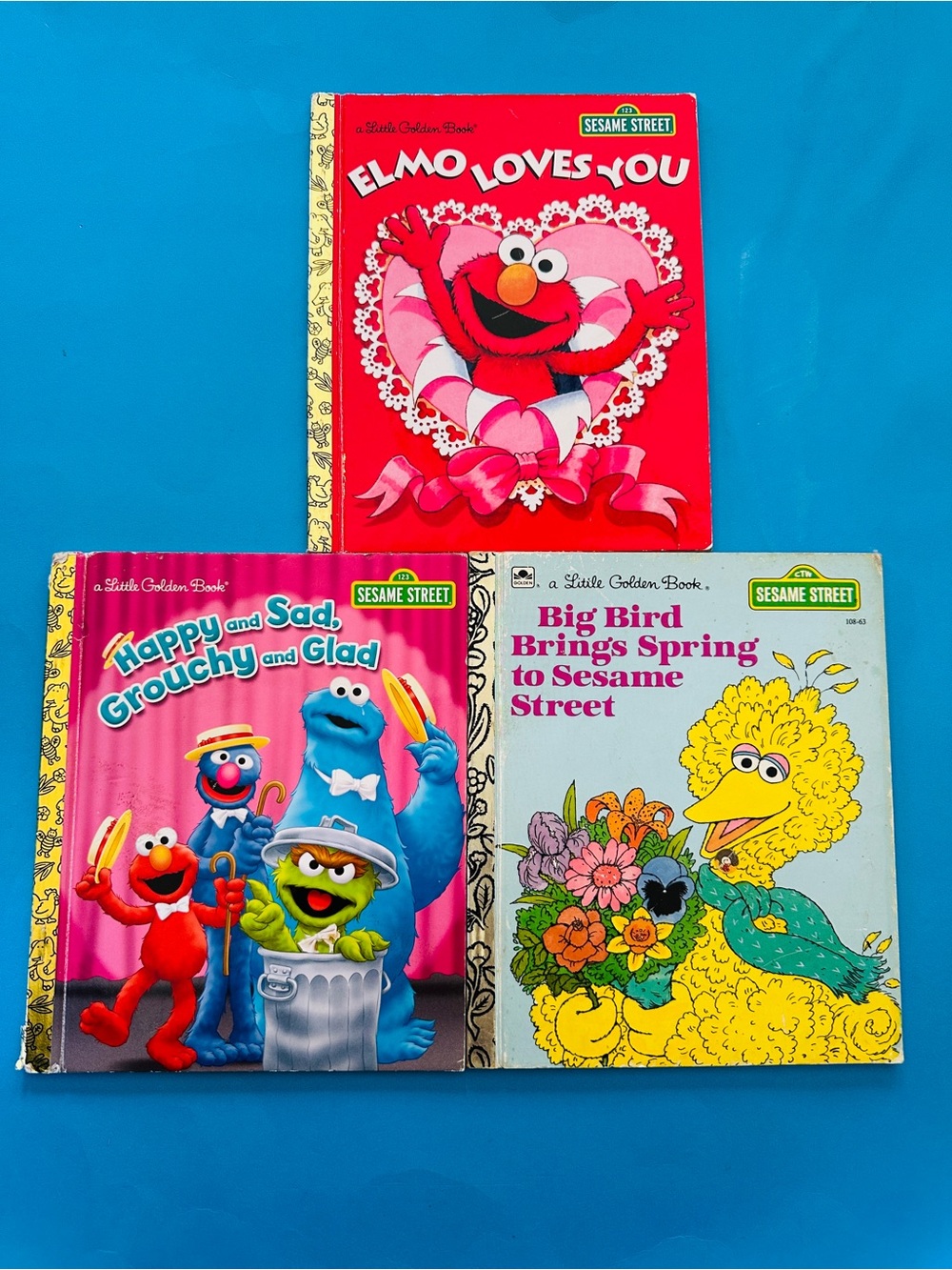 Sesame Street Little Golden Books  Big Bird 1985, Elmo, Muppets Vintage 3 Books
